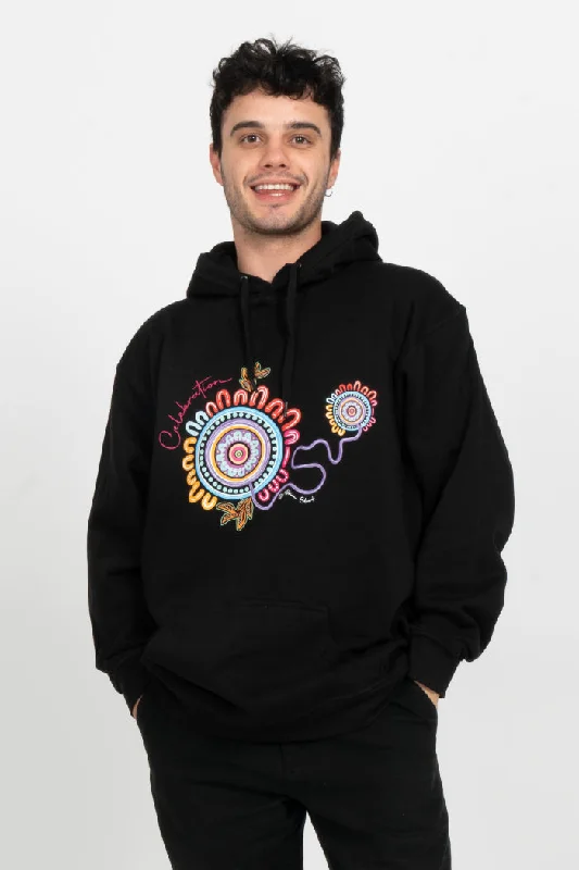 Organic cotton men hoodie for a sustainable and soft feel Organic cotton men hoodie for a sustainable and soft feel Celebration Black Cotton Blend Unisex Hoodie