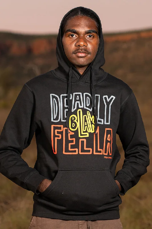 Halloween - themed men hoodie with spooky prints Halloween - themed men hoodie with spooky prints Deadly Blak-Fella Black Premium Cotton Blend Unisex Hoodie