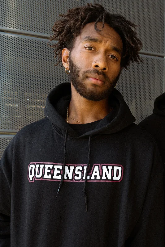 Oversized men hoodie with dropped shoulders for a streetwear look Oversized men hoodie with dropped shoulders for a streetwear look QLD Tribute Black Premium Cotton Blend Unisex Hoodie