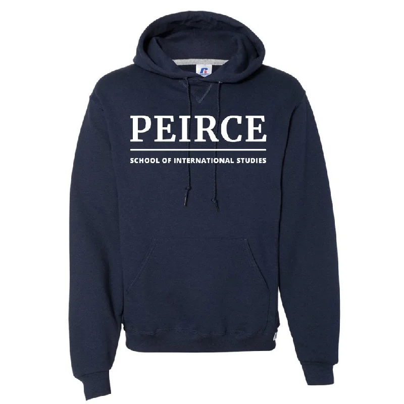Water - resistant men hoodie for rainy days Water - resistant men hoodie for rainy days Peirce Text Logo Navy Pullover Hoodie