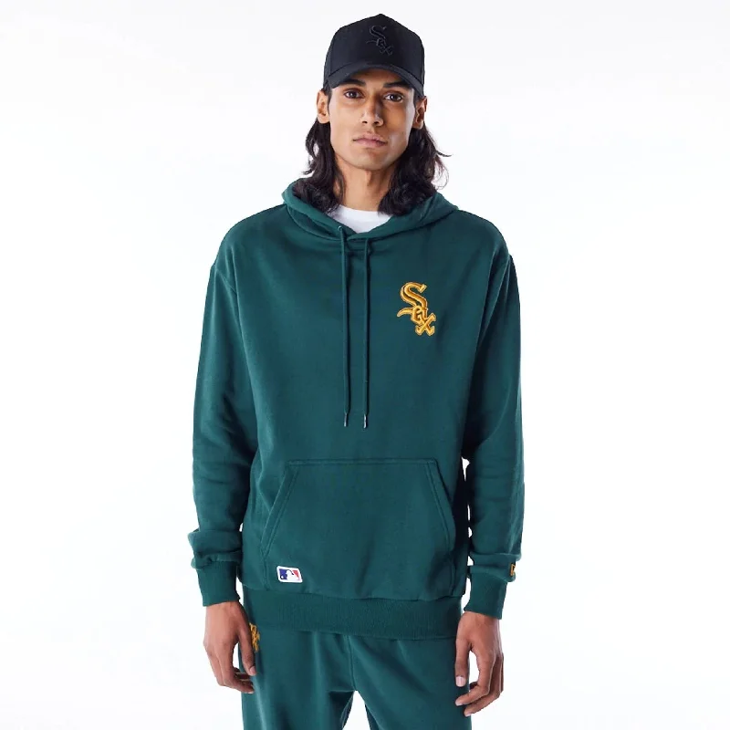 Men hoodie with a detachable hood for versatility Chicago White Sox League Essential Dark Green Oversized Pullover Hoodie Men hoodie with a detachable hood for versatility Chicago White Sox League Essential Dark Green Oversized Pullover Hoodie