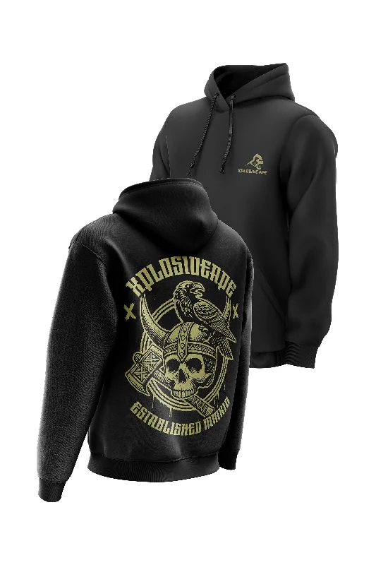 Halloween - themed men hoodie with spooky prints XAPE Valhalla Hoodie - Black