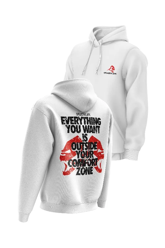 Solid - color men hoodie in trendy olive green XAPE Zoned Hoodie - White