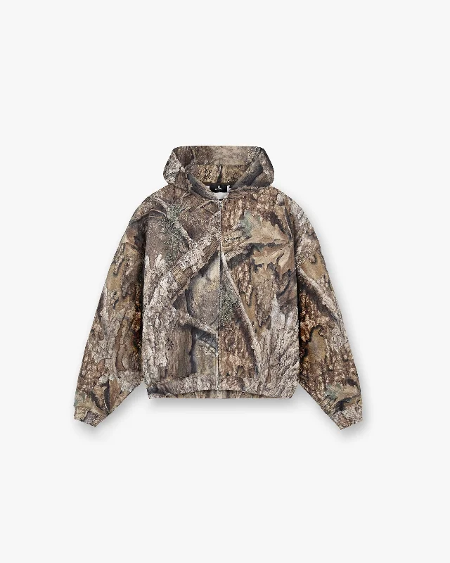 Luxury men hoodie made from cashmere - blend material Realtree® Zip Up Camo Boxy Hoodie - Camo