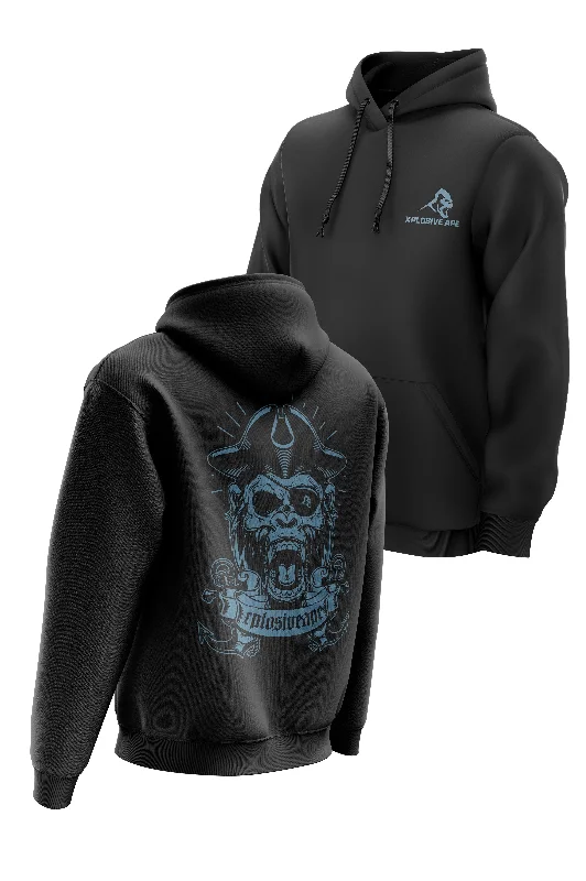 Men hoodie with a kangaroo pocket and ribbed cuffs XAPE 'Tortuga' Hoodie - Black