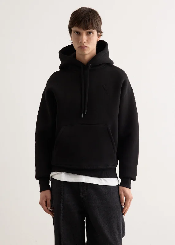 Solid - color men hoodie in trendy olive green Embossed Hoodie