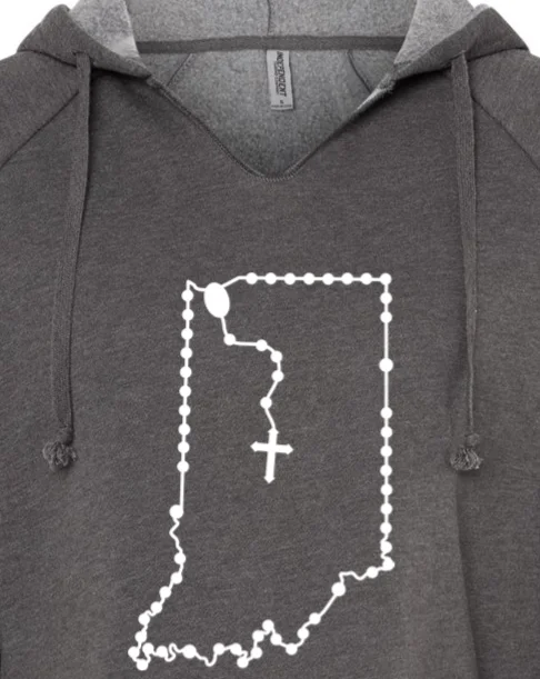 Halloween - themed men hoodie with spooky prints Indiana Catholic Rosary Drop Hoodie