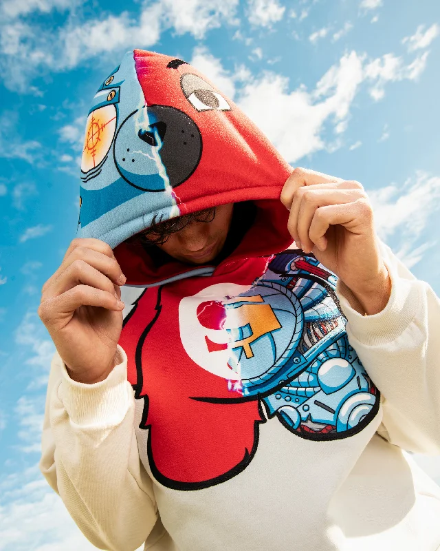 Men hoodie with a drawstring hood and adjustable hem CYBORG BEAR OVER HOODIE