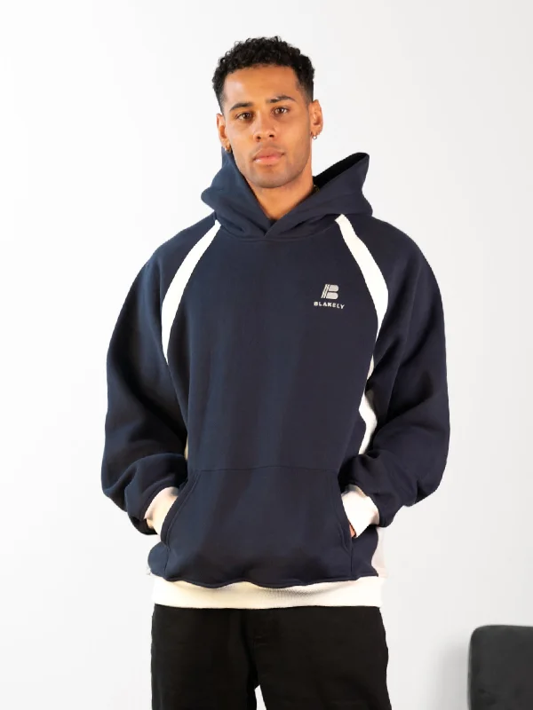Halloween - themed men hoodie with spooky prints Classic Panel Relaxed Hoodie - True Navy Halloween - themed men hoodie with spooky prints Classic Panel Relaxed Hoodie - True Navy