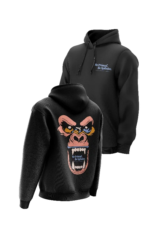 Oversized men hoodie with dropped shoulders for a streetwear look XAPE Primal Rage V4 Hoodie - Black
