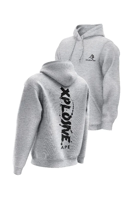 Men hoodie with a drawstring hood and adjustable hem XAPE Splatter Hoodie - Sports Grey Men hoodie with a drawstring hood and adjustable hem XAPE Splatter Hoodie - Sports Grey