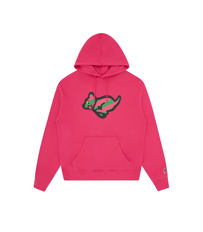 Fleece - lined men hoodie for extreme cold weather RUNNING PUPPY POPOVER HOOD - PINK Fleece - lined men hoodie for extreme cold weather RUNNING PUPPY POPOVER HOOD - PINK