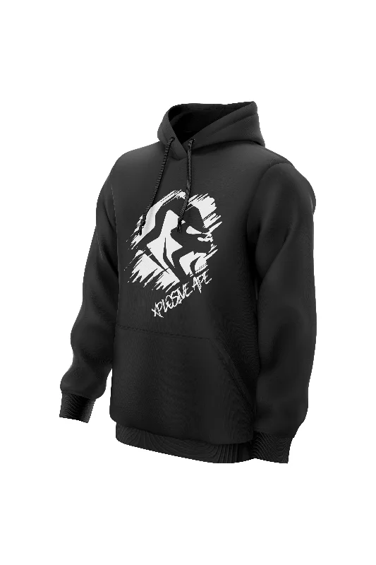 Plus - size men hoodie with a roomy fit for comfort XAPE Scrawl Hoodie - Black