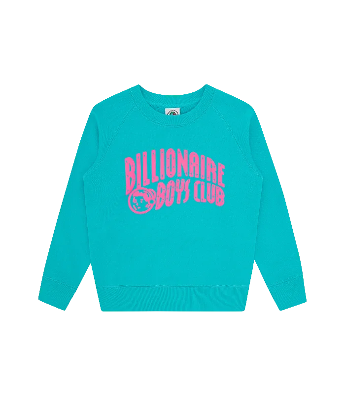 Men hoodie with a detachable hood for versatility KIDS ARCH LOGO CREWNECK - TEAL