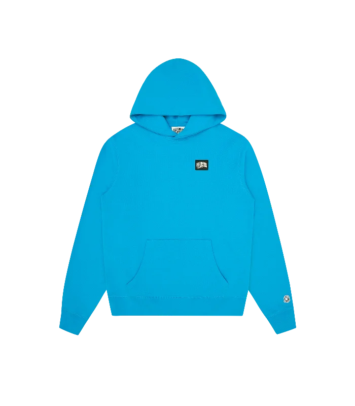 Retro - inspired men hoodie with a varsity logo WOVEN PATCH ARCH LOGO POPOVER HOOD - AQUA BLUE Retro - inspired men hoodie with a varsity logo WOVEN PATCH ARCH LOGO POPOVER HOOD - AQUA BLUE