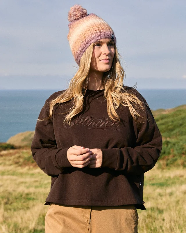 Lightweight men hoodie with mesh panels for breathability Premium Trademark - Womens Boxy Sweat - Brown