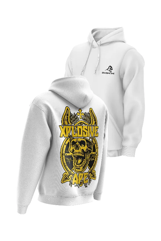 Plus - size men hoodie with a roomy fit for comfort XAPE Raider Hoodie - White