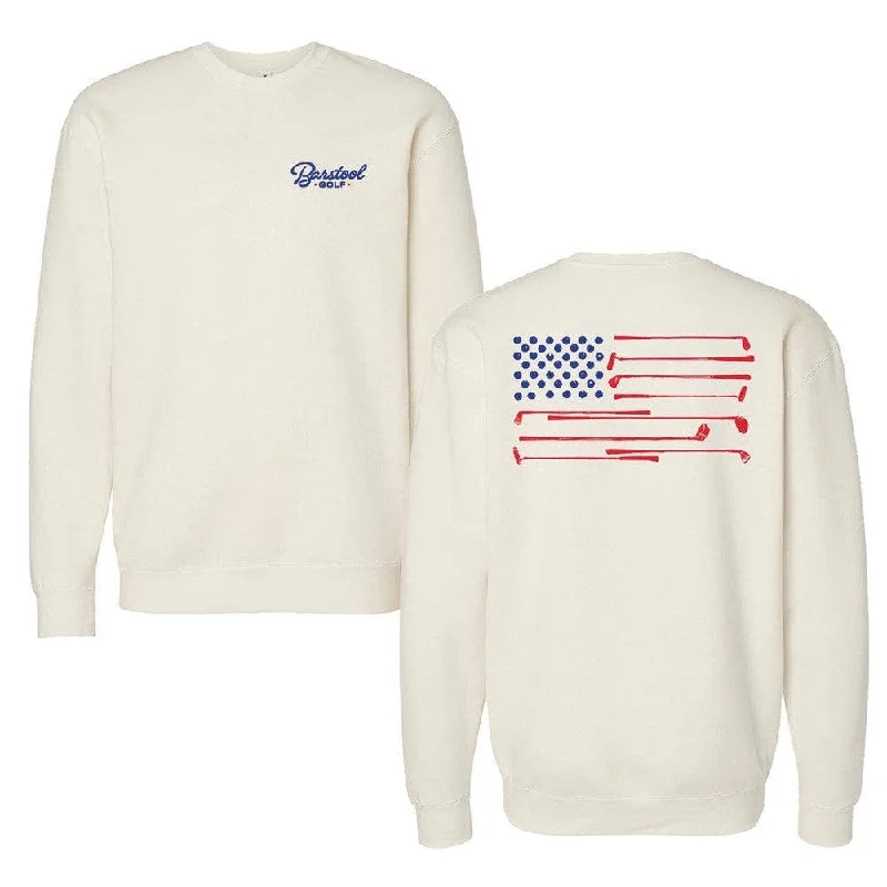 Zip - up men hoodie with multiple pockets for storage Barstool Golf Flag Crewneck