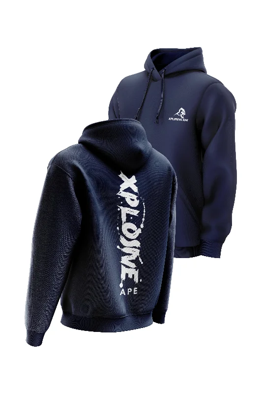 Men hoodie with a kangaroo pocket and ribbed cuffs XAPE Splatter Hoodie - Navy