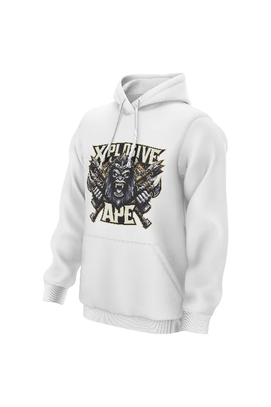 Fleece - lined men hoodie for extreme cold weather XAPE Battle Axe Hoodie - White