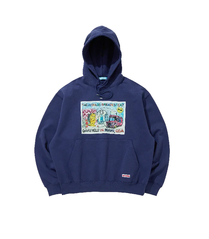 Slim - fit men hoodie to pair with skinny jeans ICECREAM X GARFIELD MIAMI HOODIE - NAVY Slim - fit men hoodie to pair with skinny jeans ICECREAM X GARFIELD MIAMI HOODIE - NAVY