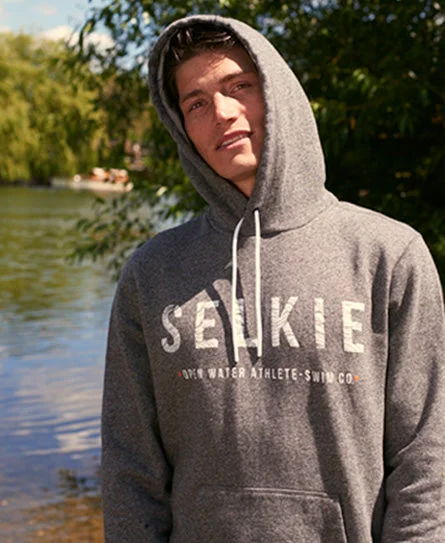Plus - size men hoodie with a roomy fit for comfort POP OVER HOODIE  - CHARCOAL GREY