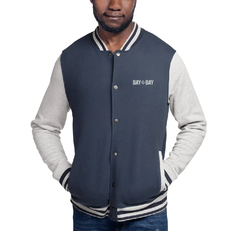 Plus - size men hoodie with a roomy fit for comfort Bay to Bay Embroidered Bomber Jacket