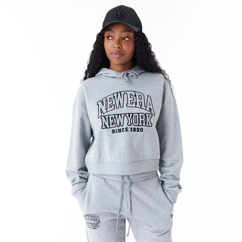 Lightweight men hoodie with mesh panels for breathability New Era Womens Arch Wordmark Grey Crop Pullover Hoodie Lightweight men hoodie with mesh panels for breathability New Era Womens Arch Wordmark Grey Crop Pullover Hoodie