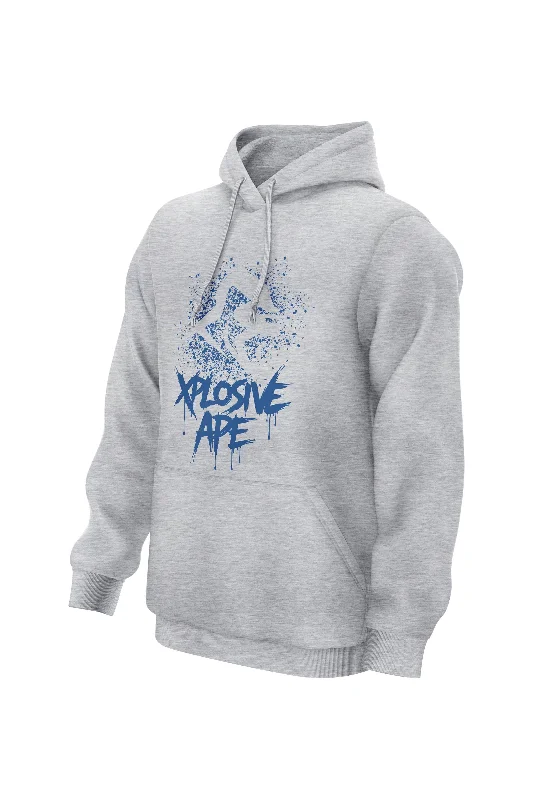Oversized men hoodie with dropped shoulders for a streetwear look XAPE Primal Spray Hoodie - Sports Grey