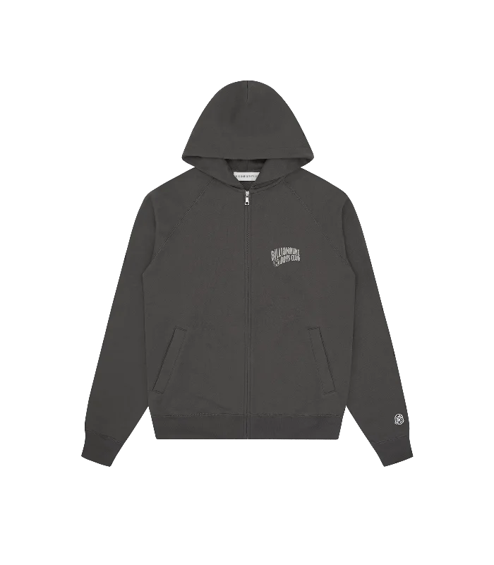 Luxury men hoodie made from cashmere - blend material SMALL ARCH LOGO ZIP THROUGH - SPACE GREY Luxury men hoodie made from cashmere - blend material SMALL ARCH LOGO ZIP THROUGH - SPACE GREY