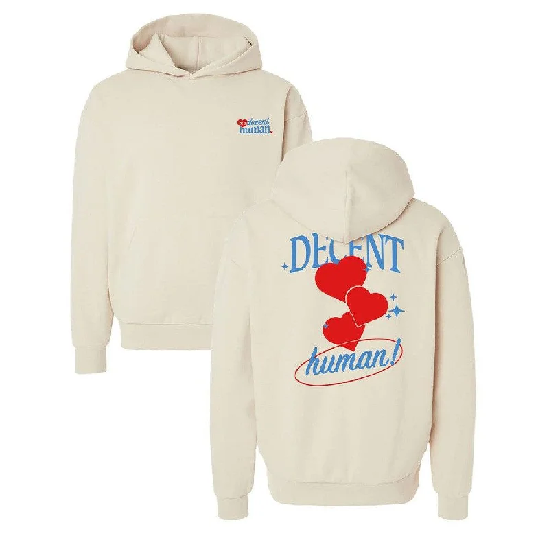 Tech - friendly men hoodie with a built - in headphone jack Be a Decent Human Heart Hoodie