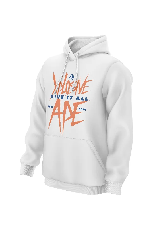 Tech - friendly men hoodie with a built - in headphone jack XAPE Apevolution Hoodie - White