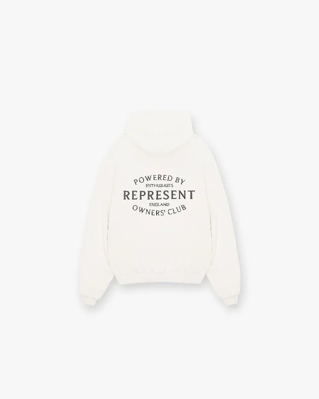Organic cotton men hoodie for a sustainable and soft feel Represent Owners Club Stamp Hoodie - Flat White