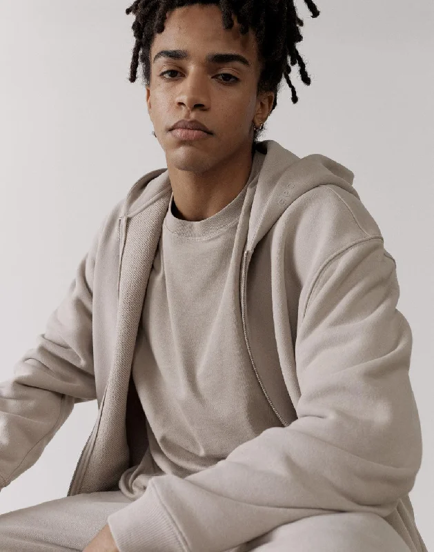 Men hoodie for gym workouts with moisture - wicking technology The Oversized Zip Hoodie in Ashwood