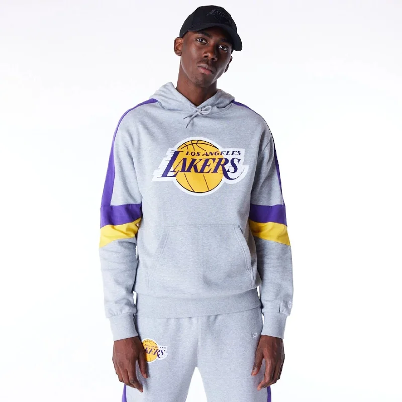 Halloween - themed men hoodie with spooky prints LA Lakers Colour Block Grey Pullover Hoodie Halloween - themed men hoodie with spooky prints LA Lakers Colour Block Grey Pullover Hoodie