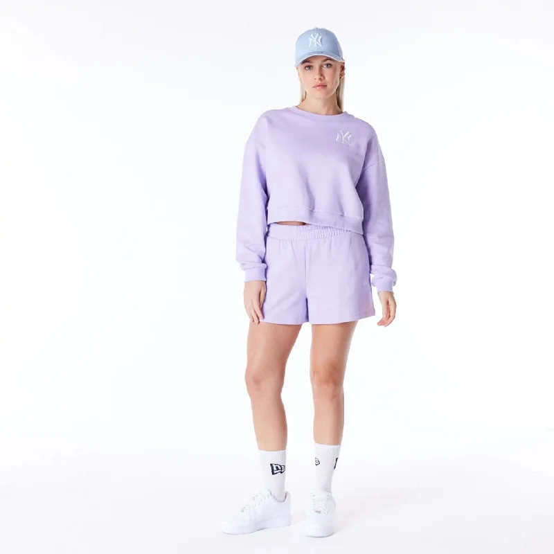 Zip - up men hoodie with multiple pockets for storage New York Yankees Womens MLB League Essential Pastel Purple Crop Crew Neck Sweatshirt Zip - up men hoodie with multiple pockets for storage New York Yankees Womens MLB League Essential Pastel Purple Crop Crew Neck Sweatshirt