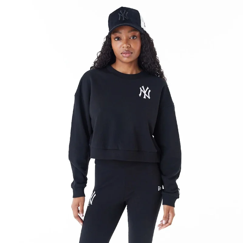 Luxury men hoodie made from cashmere - blend material New York Yankees Womens MLB Lifestyle Black Crop Crew Neck Sweatshirt Luxury men hoodie made from cashmere - blend material New York Yankees Womens MLB Lifestyle Black Crop Crew Neck Sweatshirt