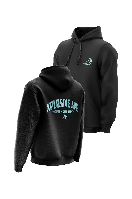 Tech - friendly men hoodie with a built - in headphone jack XAPE Strength Dept Hoodie - Black