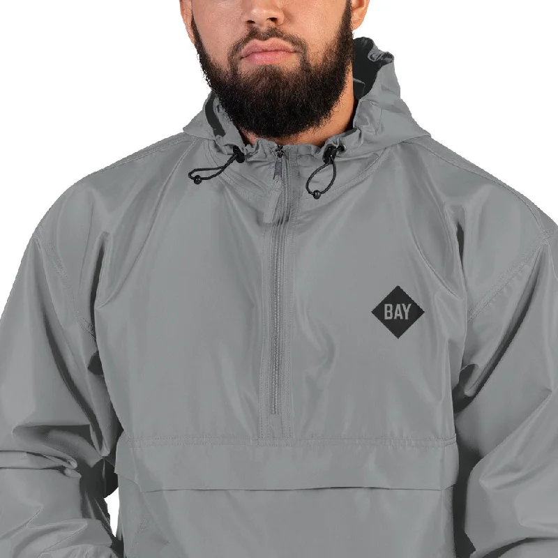 Tech - friendly men hoodie with a built - in headphone jack BAY Graphite Windbreaker