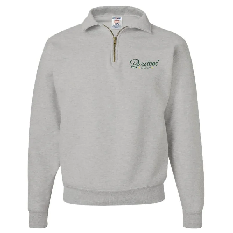 Plus - size men hoodie with a roomy fit for comfort Barstool Golf Fleece Quarter Zip