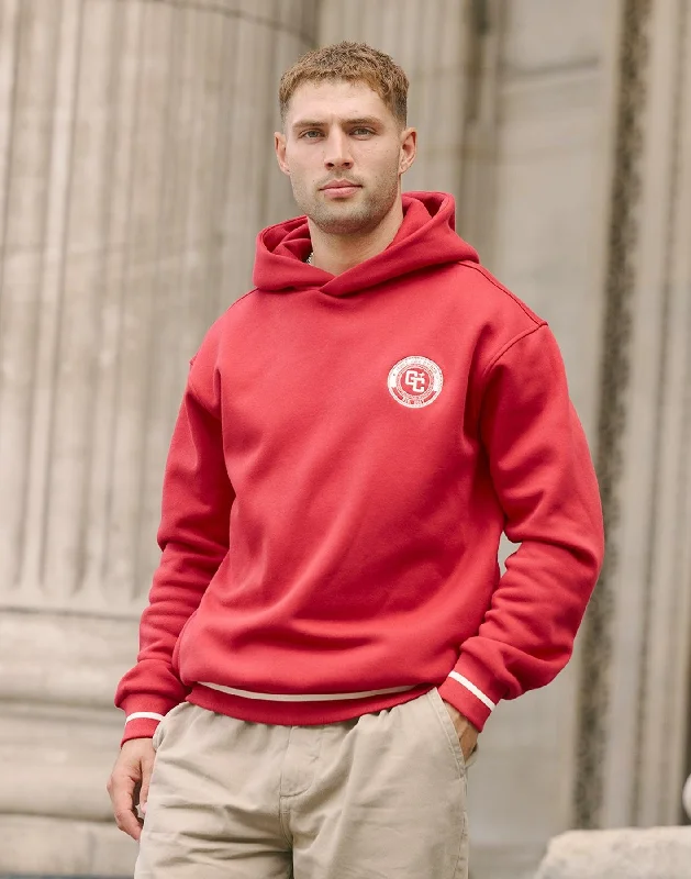 Lightweight men hoodie with mesh panels for breathability Varsity Hoodie in Crimson Red