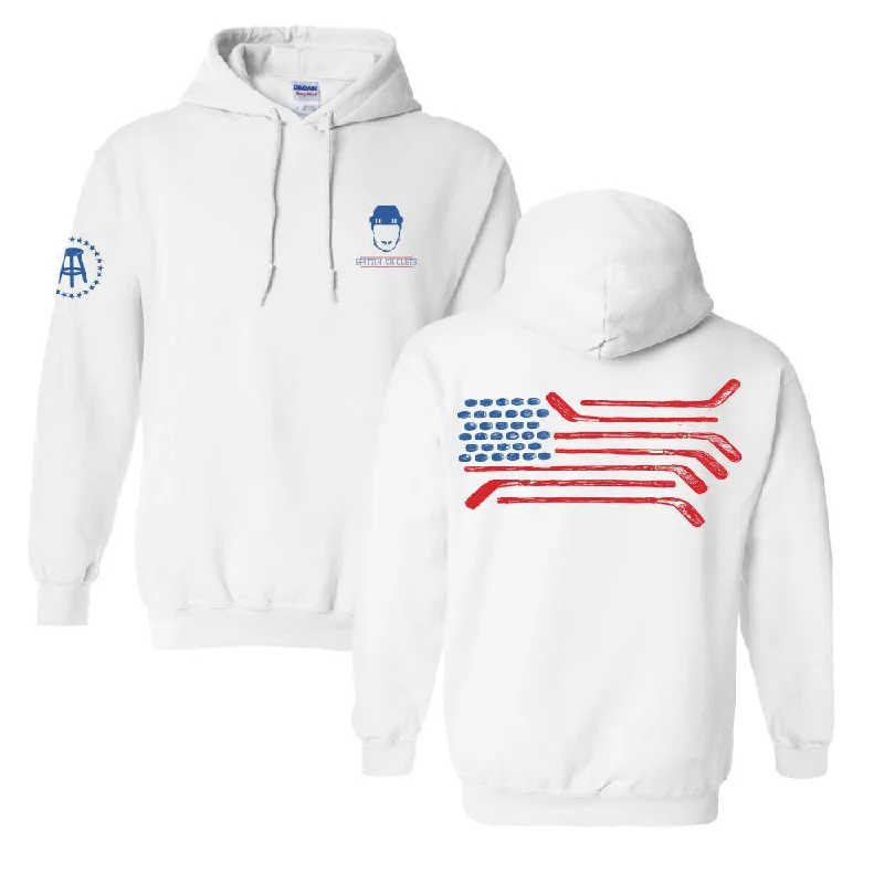 Solid - color men hoodie in trendy olive green Spittin Chiclets Flag Hoodie
