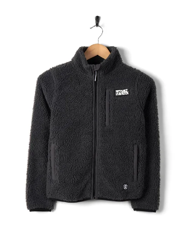 Men hoodie with a kangaroo pocket and ribbed cuffs Wyer - Kids Fleece - Zip - Dark Grey