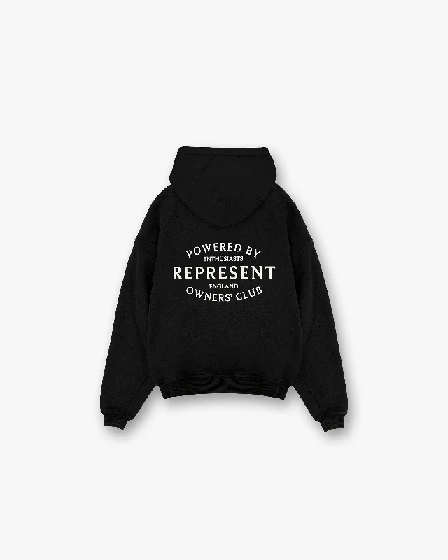 Men hoodie for gym workouts with moisture - wicking technology Represent Owners Club Stamp Hoodie - Jet Black