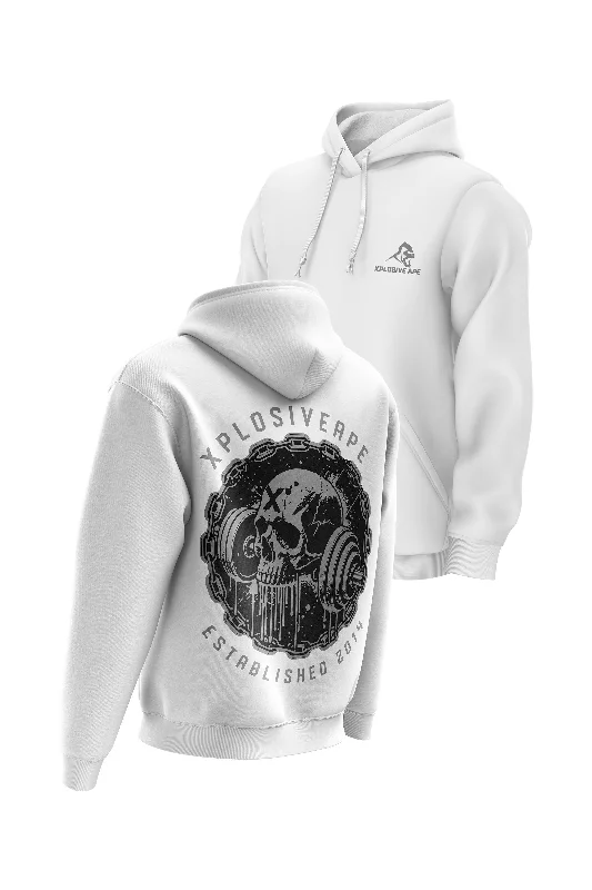 Men hoodie with a kangaroo pocket and ribbed cuffs XAPE Whiplash Hoodie - White