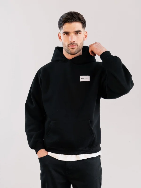 Camouflage - pattern men hoodie for outdoor enthusiasts Label Relaxed Hoodie - Black Camouflage - pattern men hoodie for outdoor enthusiasts Label Relaxed Hoodie - Black