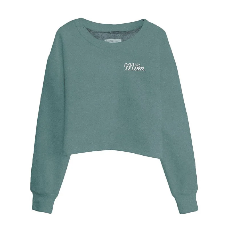Luxury men hoodie made from cashmere - blend material Boy Mom Embroidered Cropped Crewneck Luxury men hoodie made from cashmere - blend material Boy Mom Embroidered Cropped Crewneck