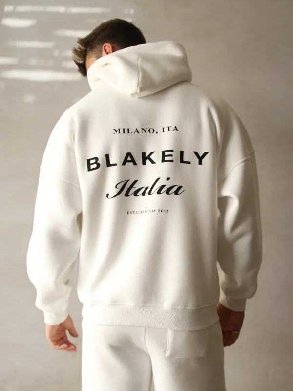 Luxury men hoodie made from cashmere - blend material Italia Relaxed Hoodie - Flat White