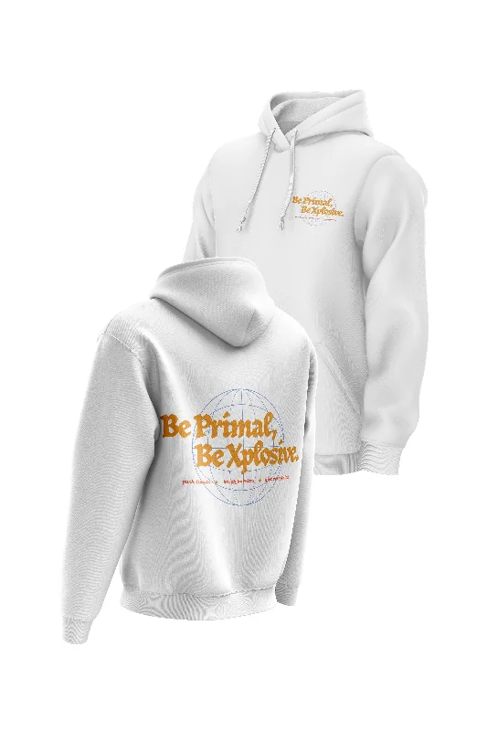 Lightweight men hoodie with mesh panels for breathability XAPE Primal Globe V5 Hoodie - White