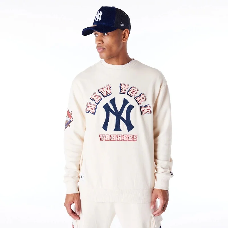 Plus - size men hoodie with a roomy fit for comfort New York Yankees World Series Light Beige Oversized Fleece Top Plus - size men hoodie with a roomy fit for comfort New York Yankees World Series Light Beige Oversized Fleece Top